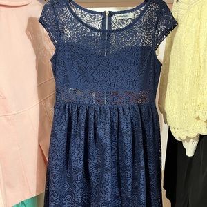 Cute Bailey Blue Navy Blue Lace Cut Out Dress